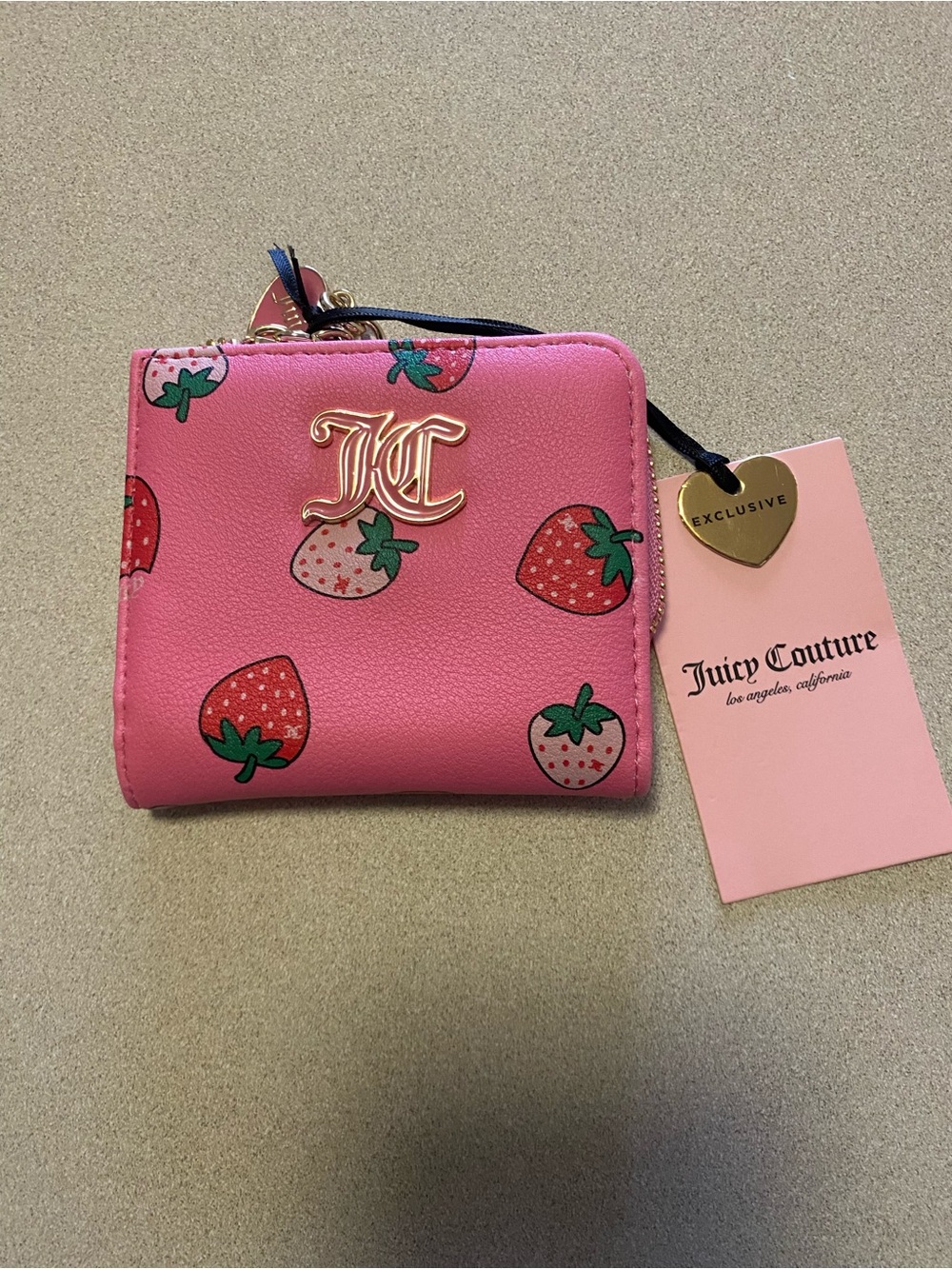 Juicy Couture Light Pink Tri-Fold Wallet with Logo Lining